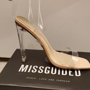 Clear Missguided Square Toe Heels
